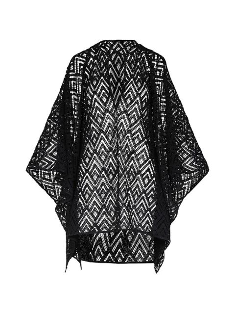 Johanna Ortiz geometric-pattern V-neck poncho - Black - zdjęcie produktu nr 1