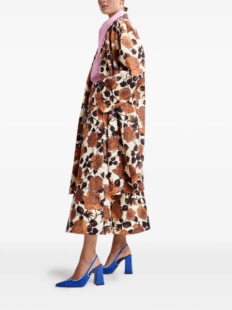 Essentiel Antwerp Junta double-breasted floral-print coat - Neutrals