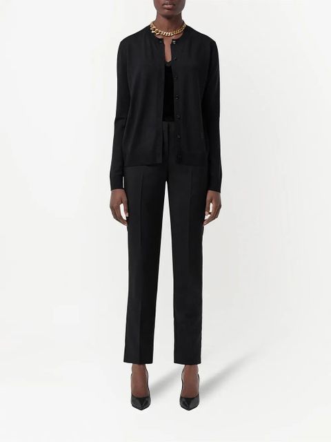 Burberry monogram motif silk-trim cardigan - Black