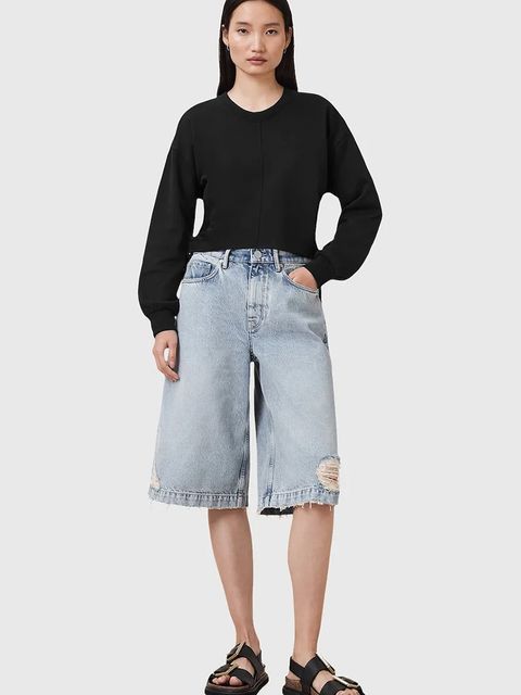 AllSaints bluza bawełniana MIRA damska kolor czarny gładka W214JC