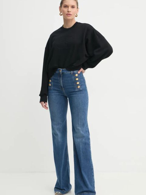 Elisabetta Franchi bluza damska kolor czarny z aplikacją MD00551E2