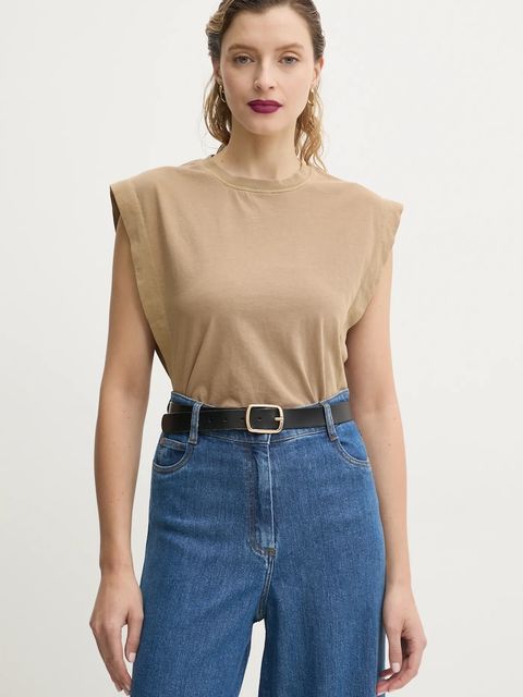 Sessun top bawełniany kolor beżowy 25208002
