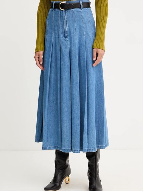 Weekend Max Mara spódnica jeansowa OPUNZIA kolor niebieski maxi rozkloszowana 2525106016600 - zdjęcie produktu nr 1