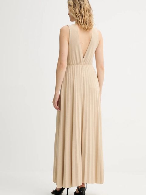 Answear.LAB sukienka kolor złoty maxi rozkloszowana