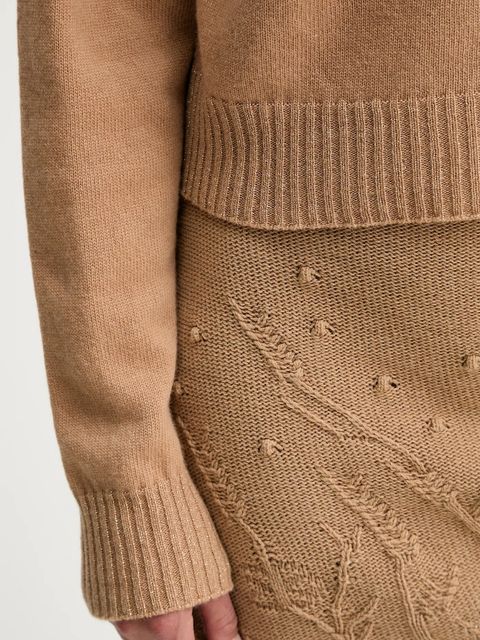 Twinset sweter wełniany damski kolor brązowy lekki 252TP3580