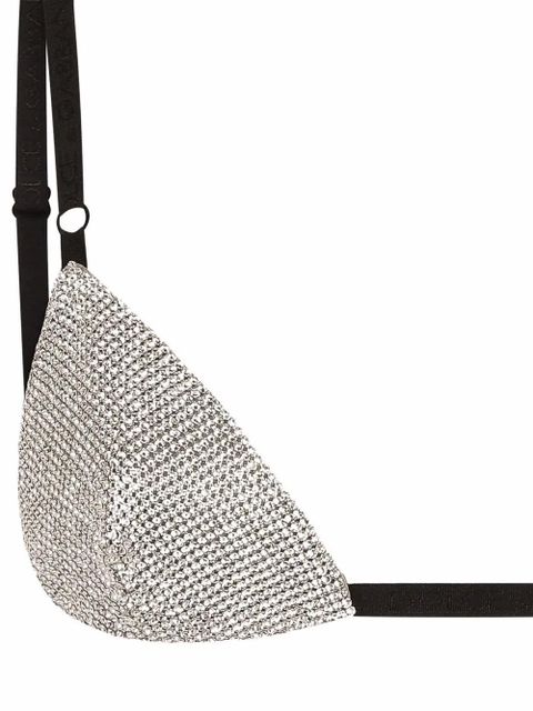 Dolce & Gabbana crystal mesh triangle bra - Grey