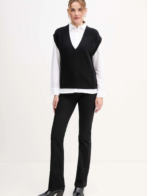 United Colors of Benetton kamizelka z dodatkiem wełny damski kolor czarny 126WD4033