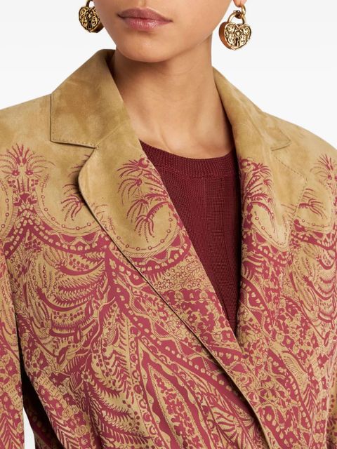 ETRO paisley-print leather coat - Brown