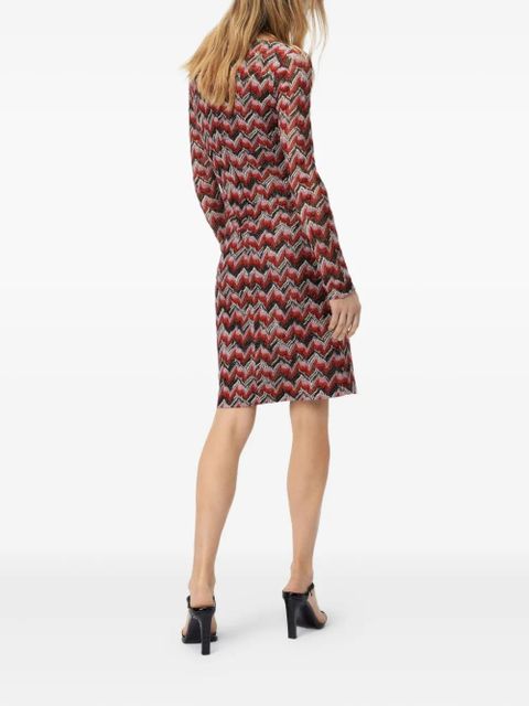 Missoni chevron-pattern long-sleeve midi dress - Red