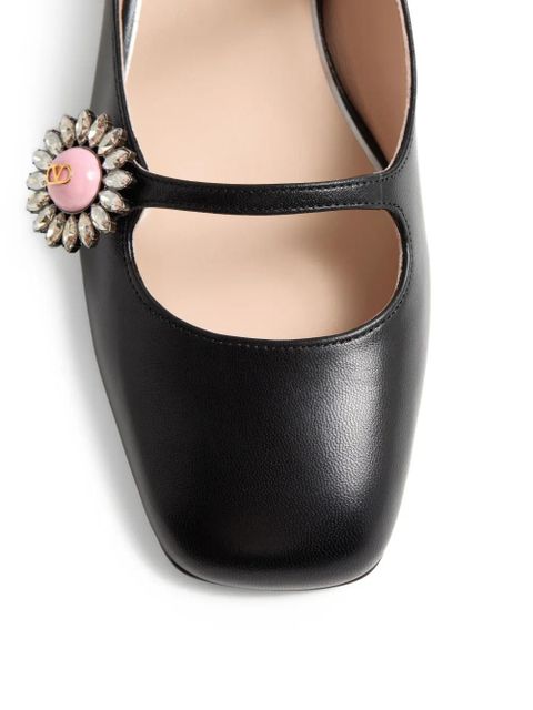 Valentino Garavani Preshoes jewel-buttons ballerina shoes - Black