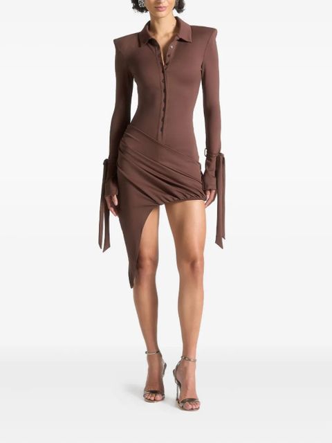 Manière De Voir Diane draped asymmetric mini dress - Brown - zdjęcie produktu nr 1