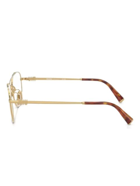 Miu Miu Eyewear double-bridge rectangle glasses - Gold - zdjęcie produktu nr 2