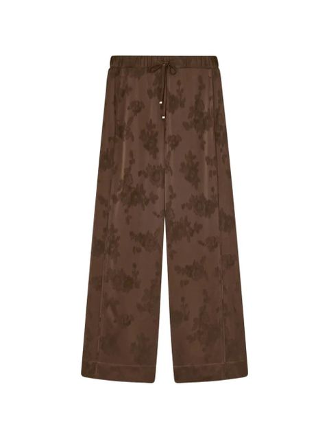 GANNI floral-jacquard drawstring-waist trousers - Brown - zdjęcie produktu nr 1