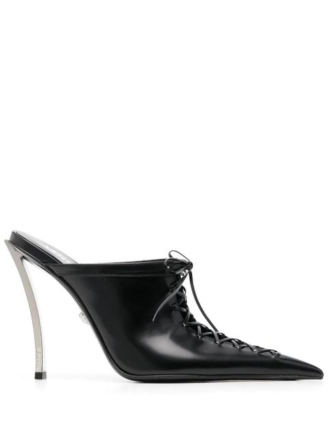 Versace 110mm lace-up leather mules - Black - zdjęcie produktu nr 1
