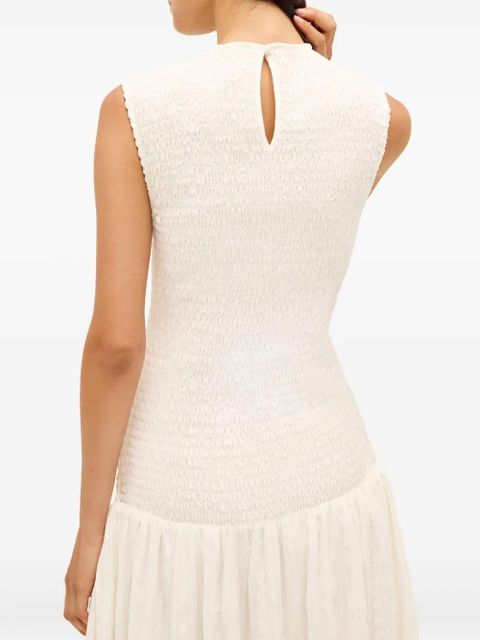 Marie Oliver Porter smocked-bodice midi dress - White