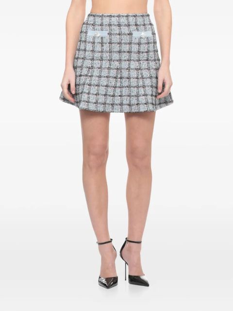 Self-Portrait check-pattern mini skirt - Blue