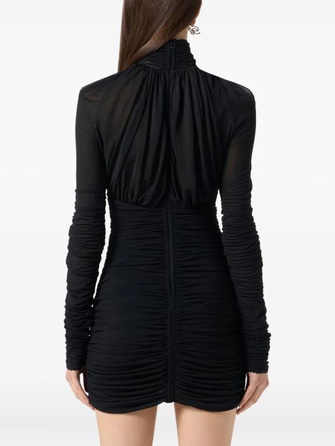 Blumarine ruched long-sleeve mini dress - Black - zdjęcie produktu nr 2