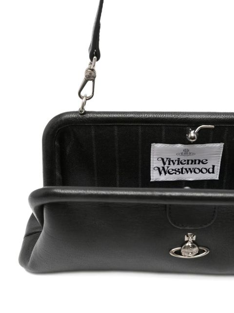 Vivienne Westwood Jane Orb-plaque grained-leather shoulder bag - Black