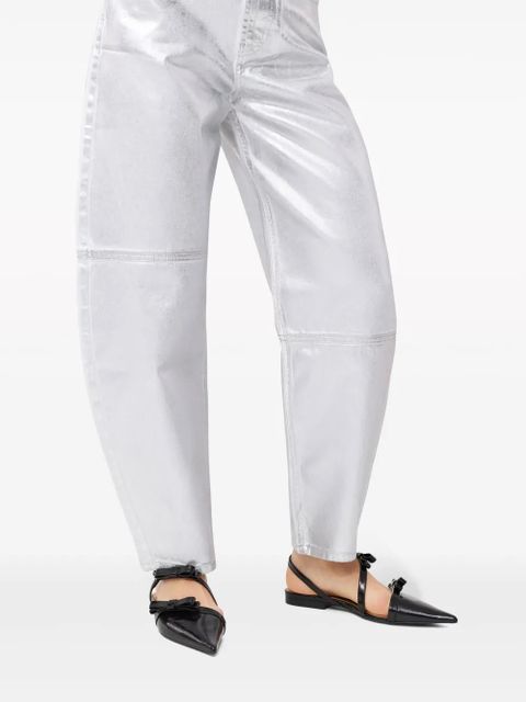 GANNI bow-detail slingback ballerina shoes - Black