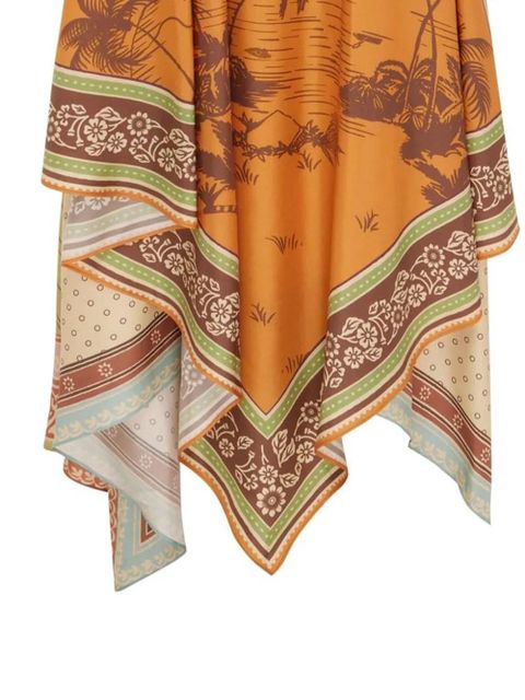 ALEMAIS Alberta graphic-print handkerchief-hem midi dress - Orange - zdjęcie produktu nr 2