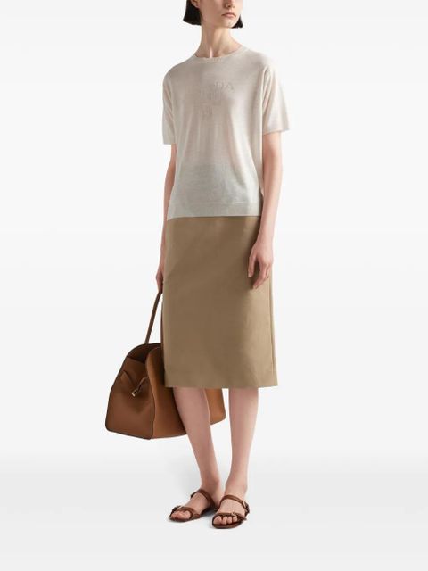 Prada logo-jacquard silk jumper - Neutrals