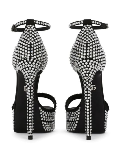 Dolce & Gabbana 145mm rhinestone-embellished platform sandals - Black - zdjęcie produktu nr 2