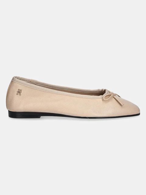 Tommy Hilfiger baleriny skórzane BALLERINA SOFT LEATHER kolor beżowy FW0FW08355