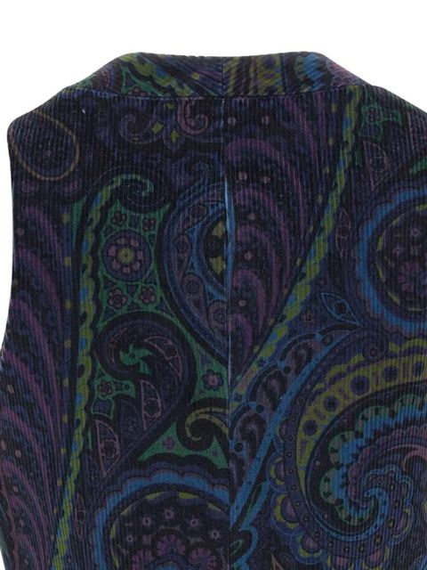 ETRO paisley-print corduroy vest - Blue