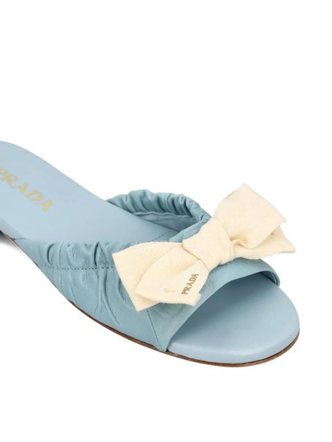 Prada bow ruffled sandals - Blue
