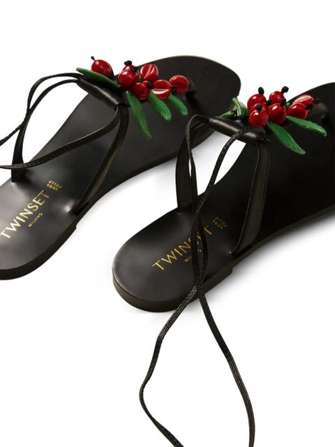 TWINSET cherries-detail lace-up sandals - Black