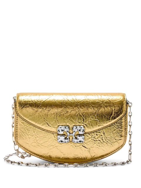 GANNI logo-plaque chain cross body bag - Gold - zdjęcie produktu nr 1