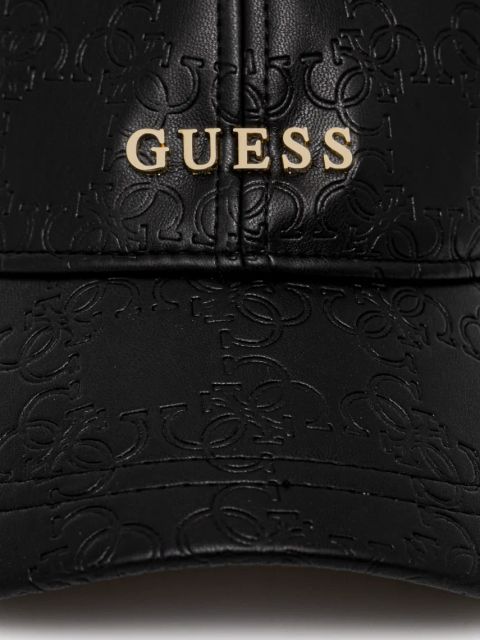 Guess czapka z daszkiem EMBOSSED kolor czarny z aplikacją V5RZ00 WH8D0