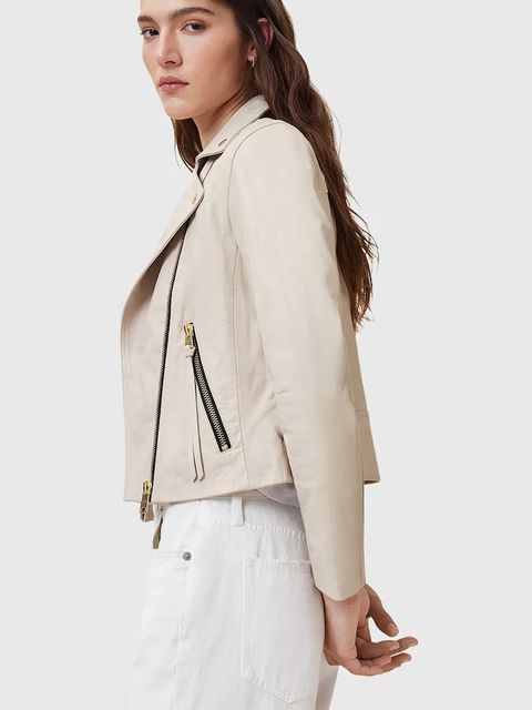 AllSaints ramoneska skórzana DALBY kolor biały przejściowa W087LB