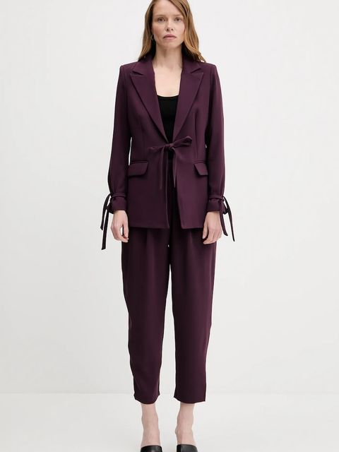 Answear.LAB marynarka kolor fioletowy niezapinana gładka