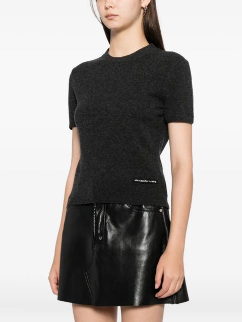 Alexander Wang logo-patch top - DARK GREY