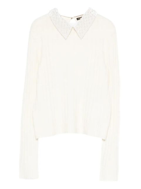 Maje beaded-collar sweater - White - zdjęcie produktu nr 1