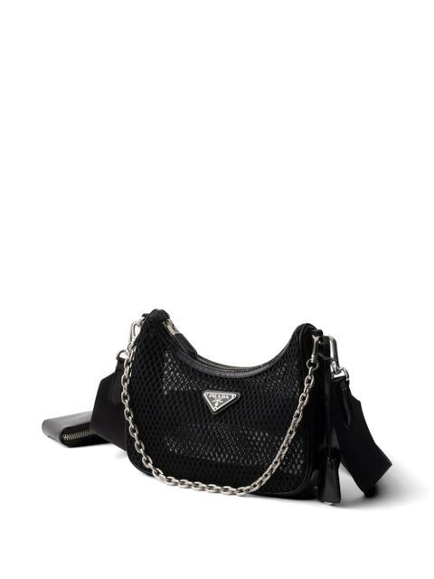 Prada Re-Edition 2005 mesh and brushed leather bag - Black