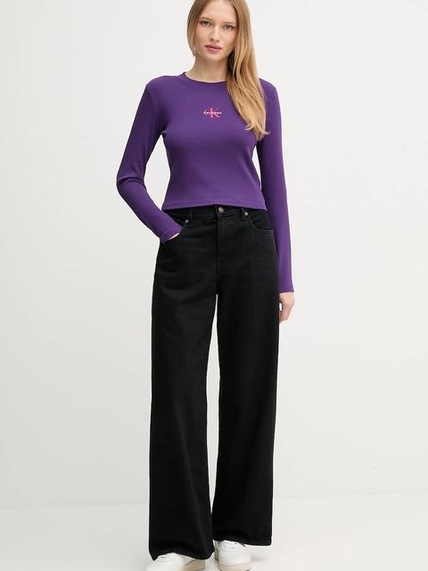Calvin Klein Jeans longsleeve kolor fioletowy LV047A803G
