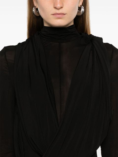 Magda Butrym cape-effect sheer bodysuit - Black