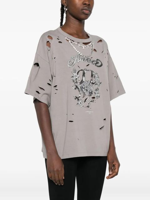 AREA embellished distressed T-shirt - Grey