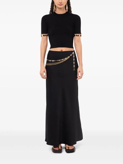 Rabanne charm-trim cropped T-shirt - Black - zdjęcie produktu nr 2