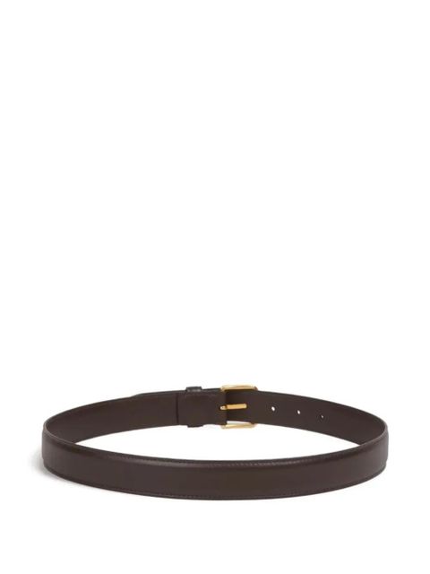 The Row square buckle leather belt - Black