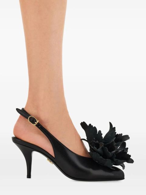 Ferragamo 70mm flower-embellished slingback pumps - Black