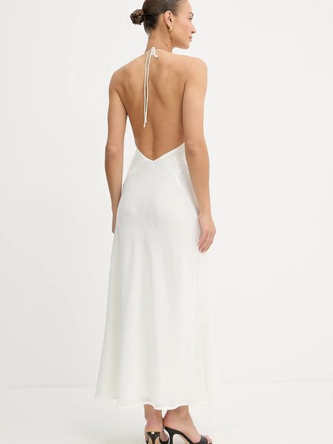 Bardot sukienka kolor biały maxi rozkloszowana 59278DB5