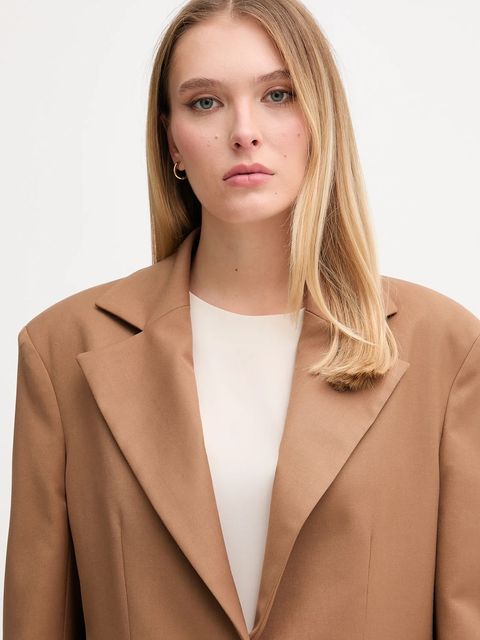 Gaudi marynarka kolor brązowy jednorzędowa gładka 521FD35022