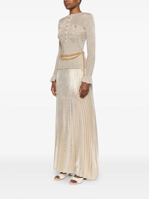 Self-Portrait ribbed-knit lurex maxi dress - Gold - zdjęcie produktu nr 2