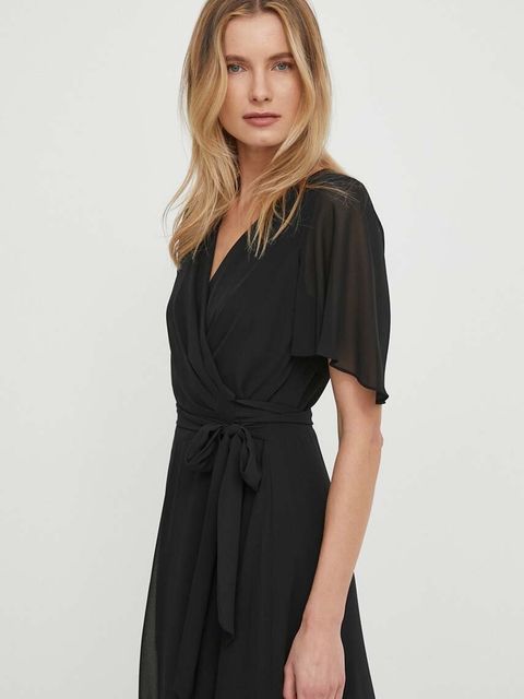 Lauren Ralph Lauren sukienka kolor czarny midi rozkloszowana 250909381