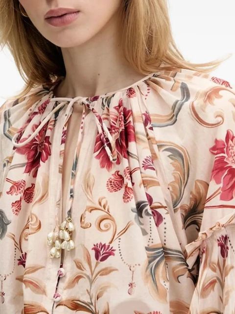FARM Rio floral tie blouse - Neutrals