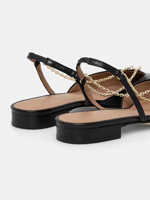 BOSS baleriny skórzane Charlieze kolor czarny z odkrytą piętą 50536321