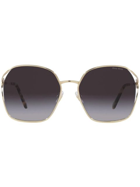 Miu Miu Eyewear logo square-frame sunglasses - Gold - zdjęcie produktu nr 1